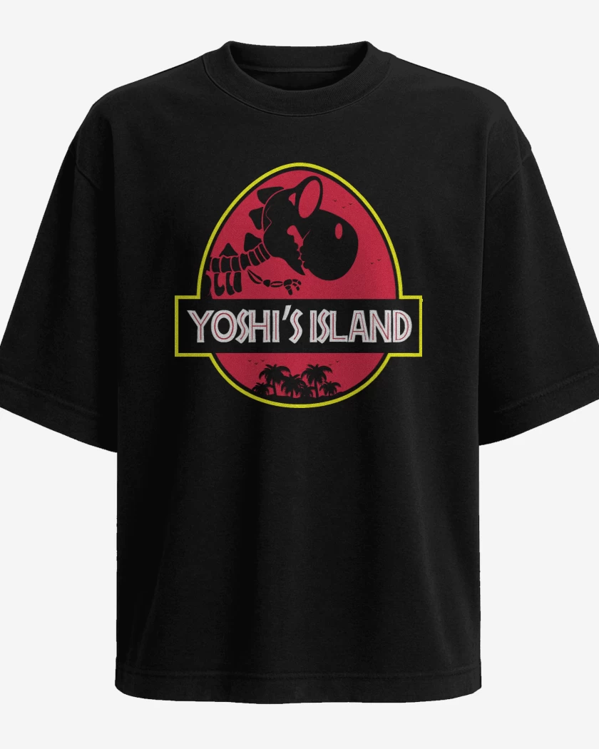 Polera Oversize Negro de Jurassic Yoshi