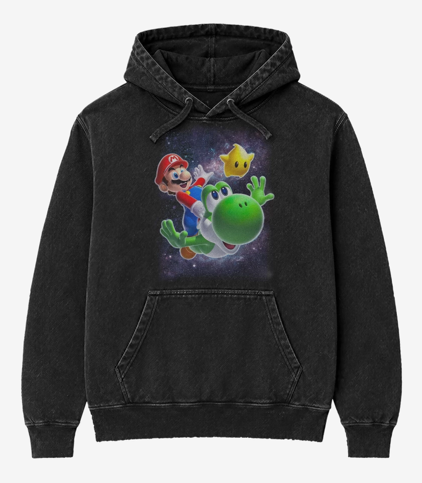 Poleron Canguro Acid Wash Negro de Mario Peli