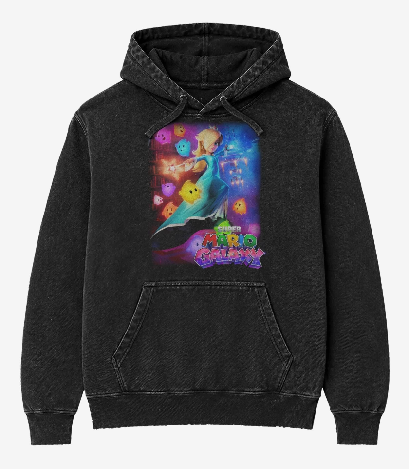 Poleron Canguro Acid Wash Negro de Rosalina 