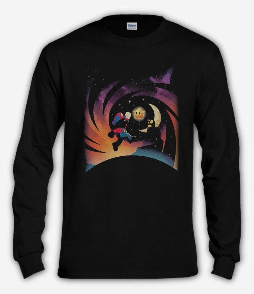 Polera manga larga Negro de Super mario Film