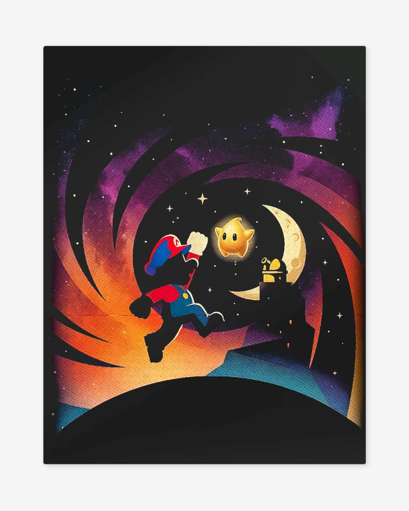 Print metalico Negro de Super mario Film