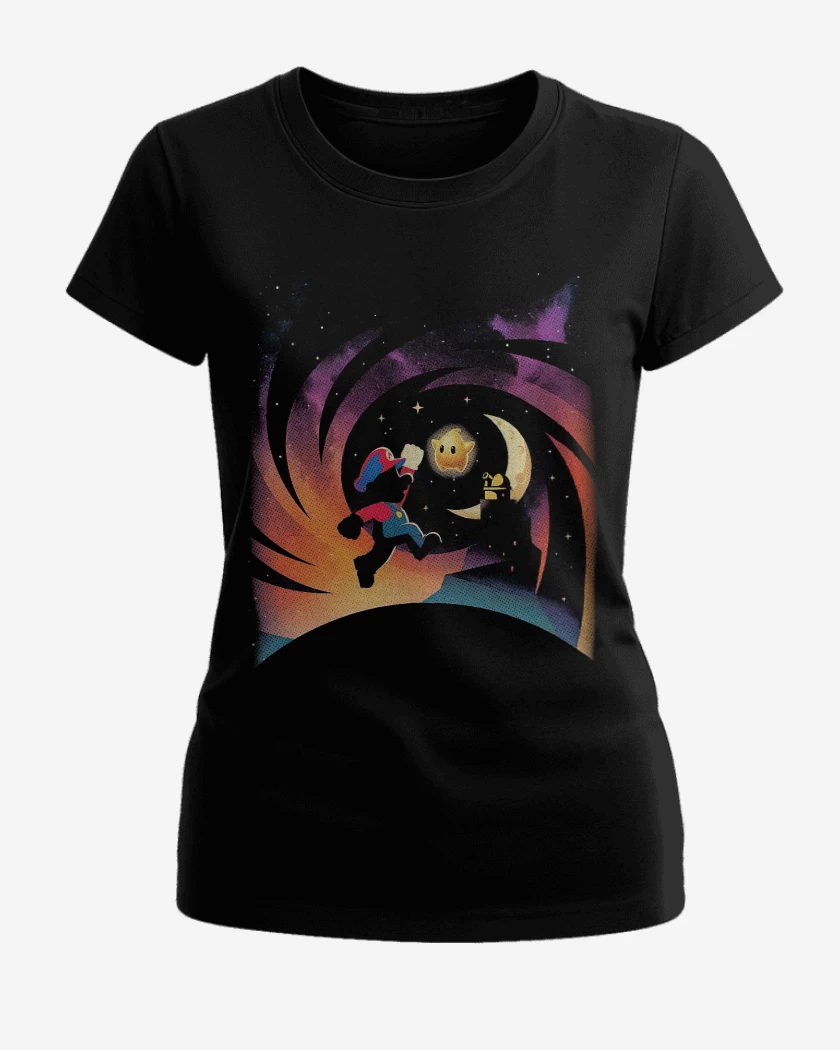 Polera de Mujer Negro de Super mario Film