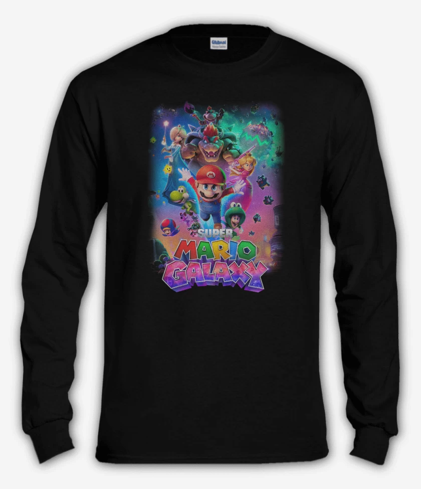 Polera manga larga Negro de Super Mario Galaxy movie