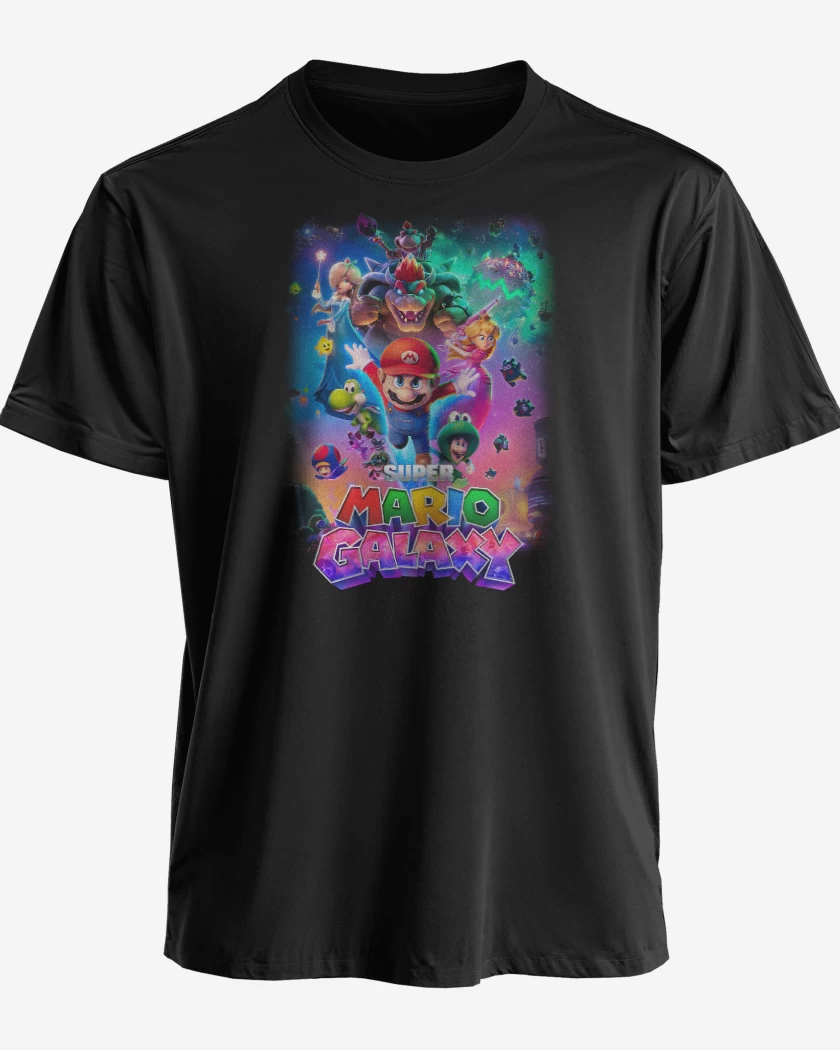 Polera premium Negro de Super Mario Galaxy movie