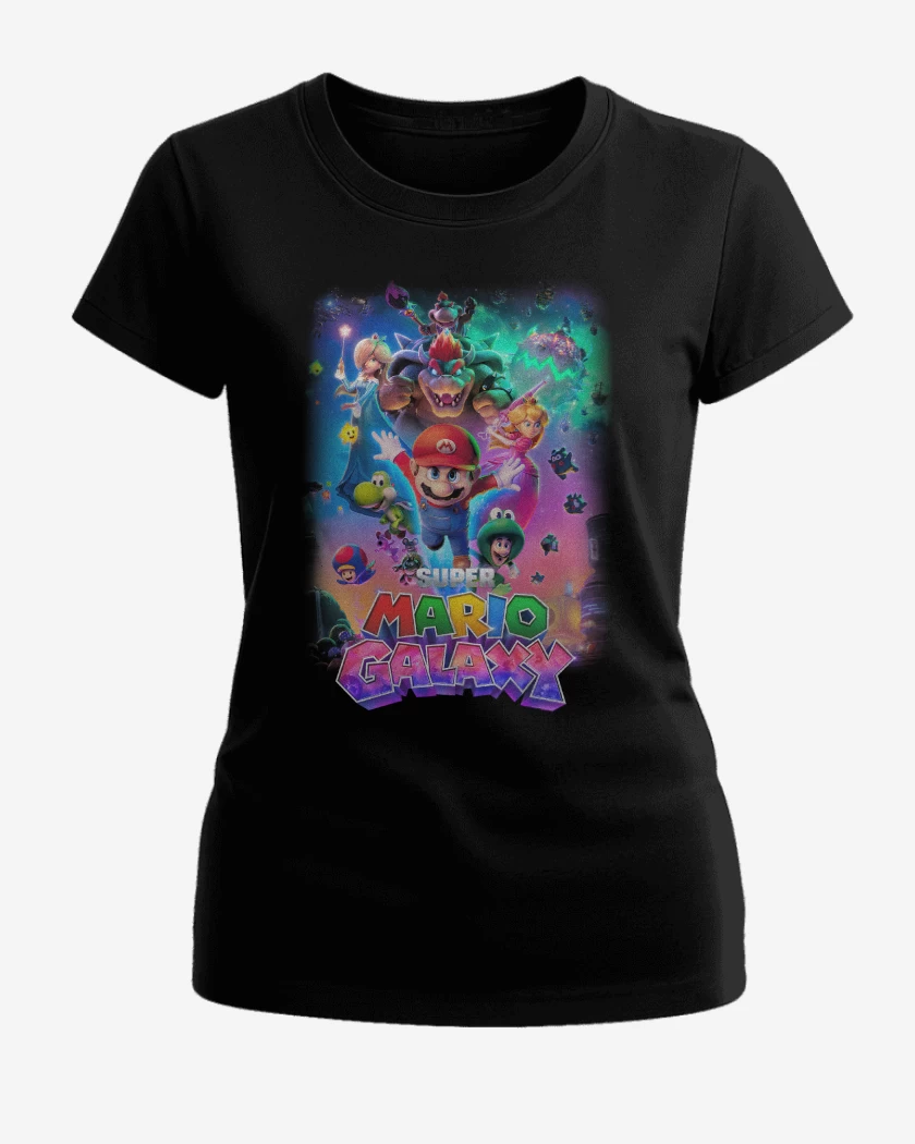 Polera de Mujer Negro de Super Mario Galaxy movie