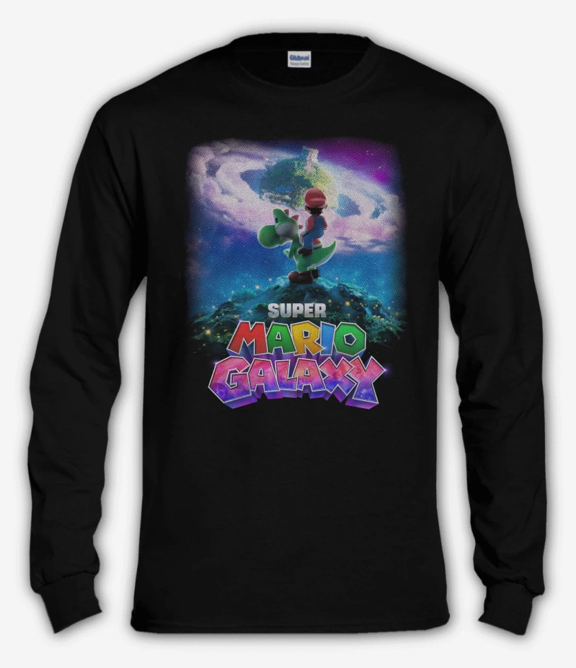 Polera manga larga Negro de The super mario galaxia