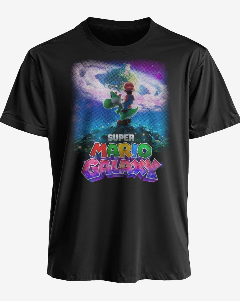 Polera premium Negro de The super mario galaxia