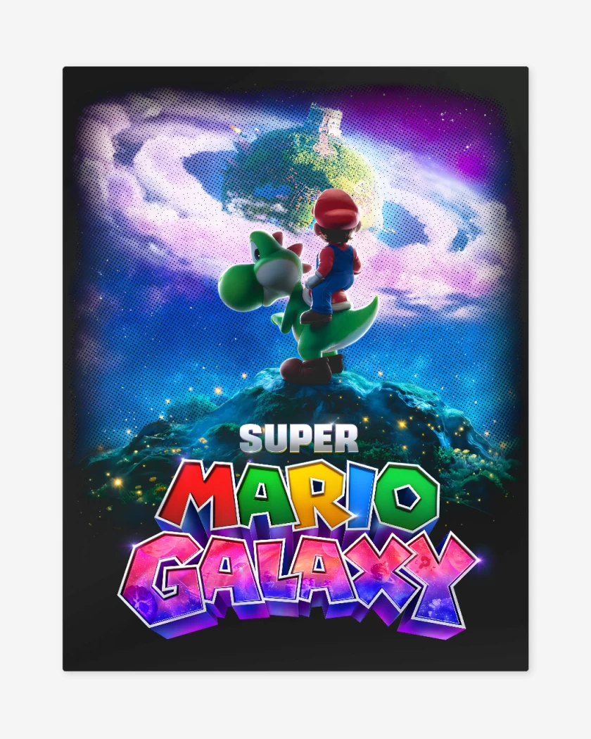 Print metalico Negro de The super mario galaxia