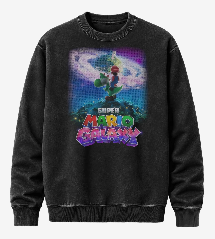 Poleron Polo Acid Wash Negro de The super mario galaxia