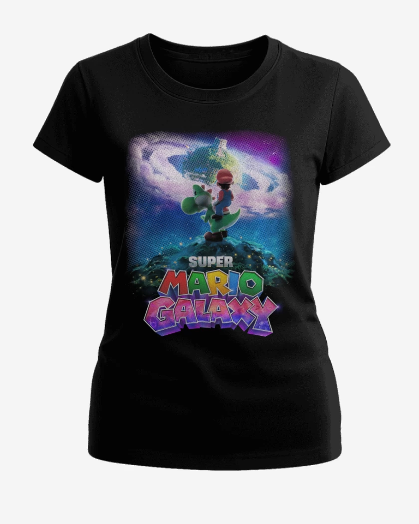 Polera de Mujer Negro de The super mario galaxia