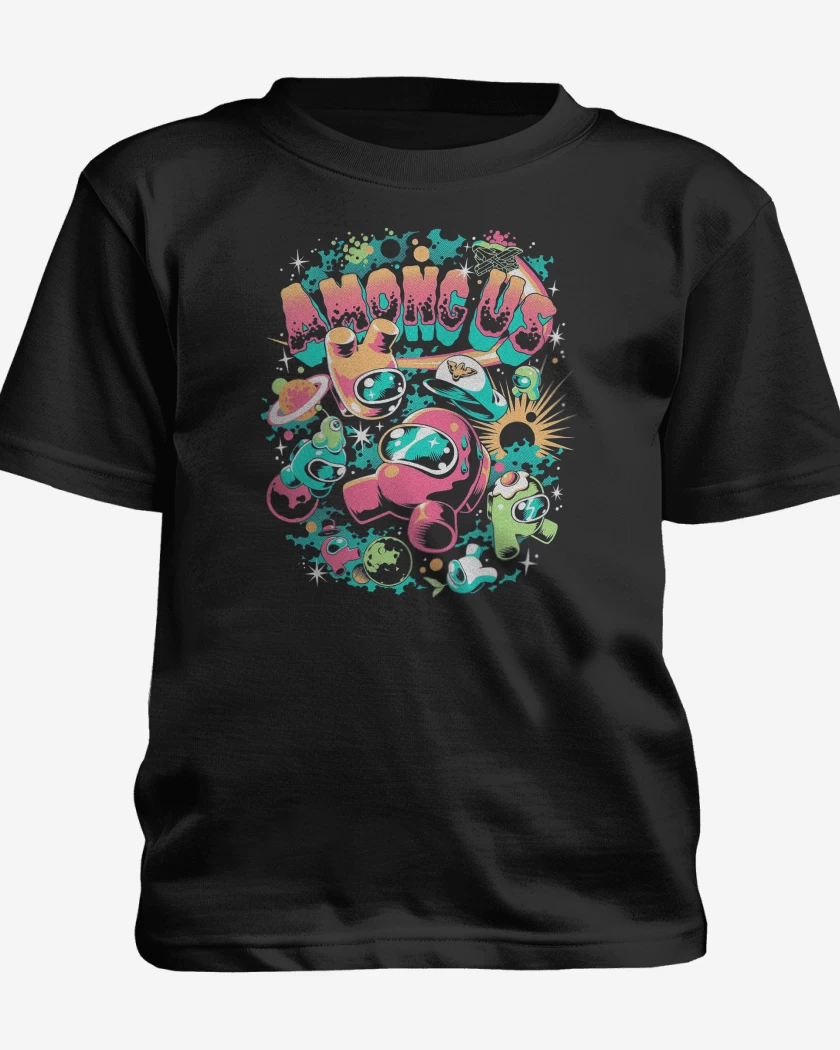 Polera de niño Negro de Among Us Space