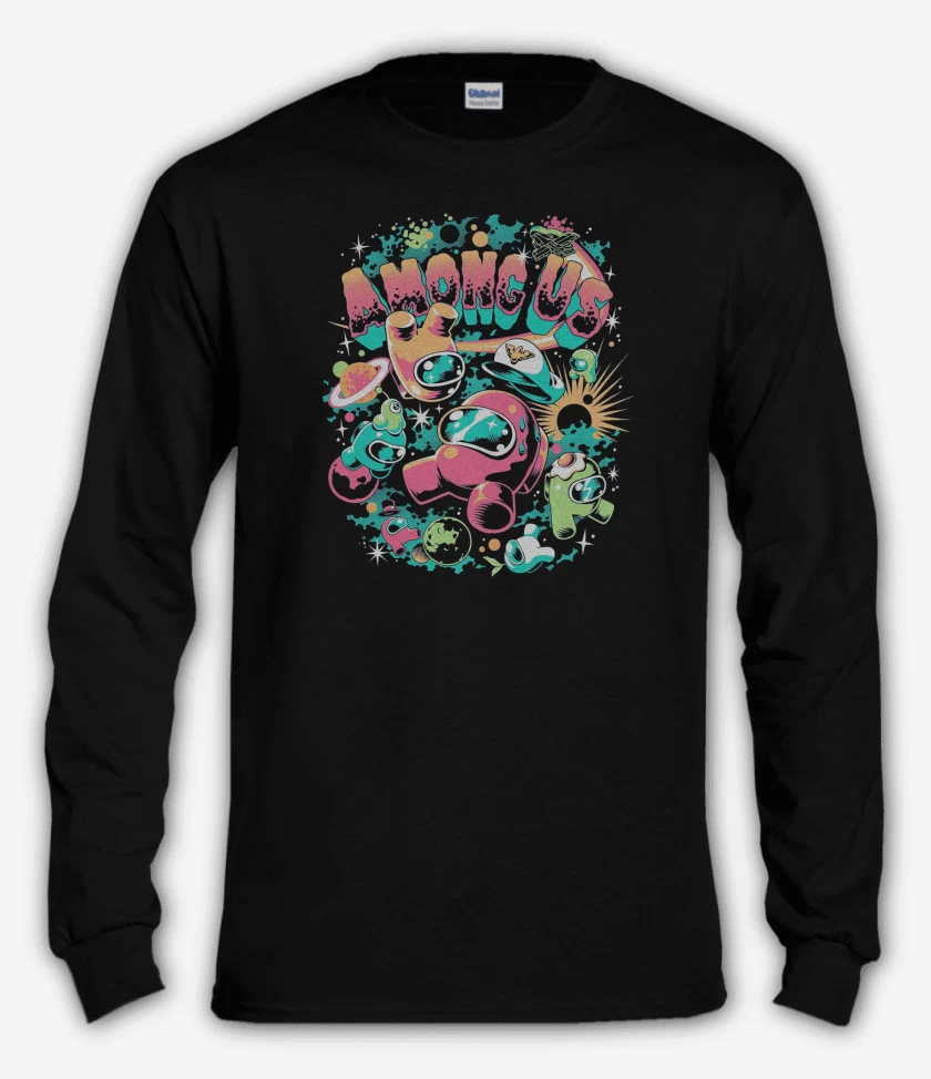 Polera manga larga Negro de Among Us Space