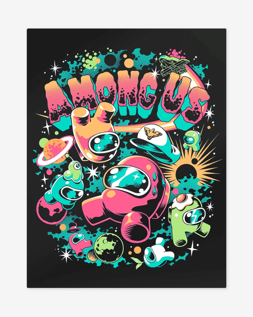 Print metalico Negro de Among Us Space