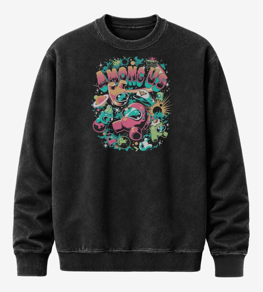 Poleron Polo Acid Wash Negro de Among Us Space