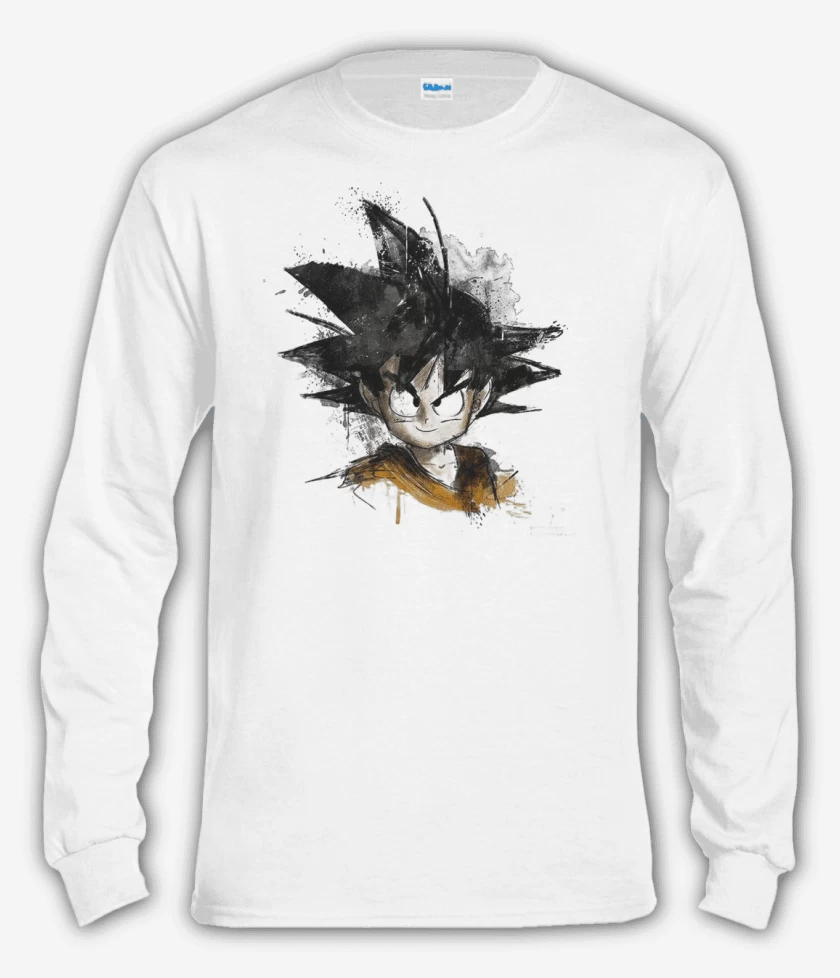 Polera manga larga Blanco de Goku chico