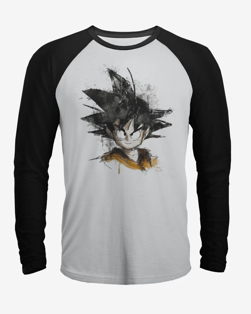 Polera Raglan Blanco / Negro de Goku chico