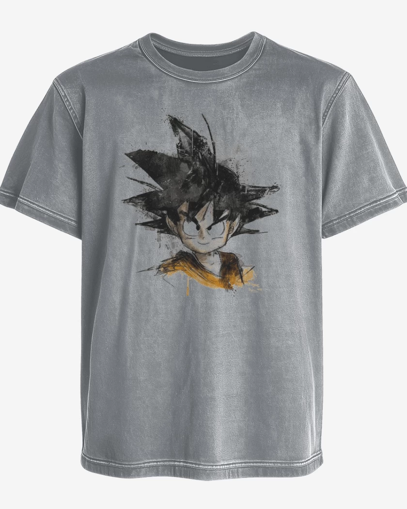 Polera desgastada Gris Melange de Goku chico