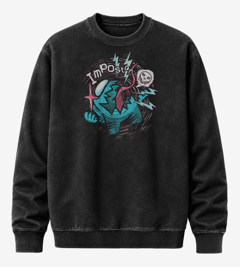Poleron Polo Acid Wash Negro de Among Us Impostor