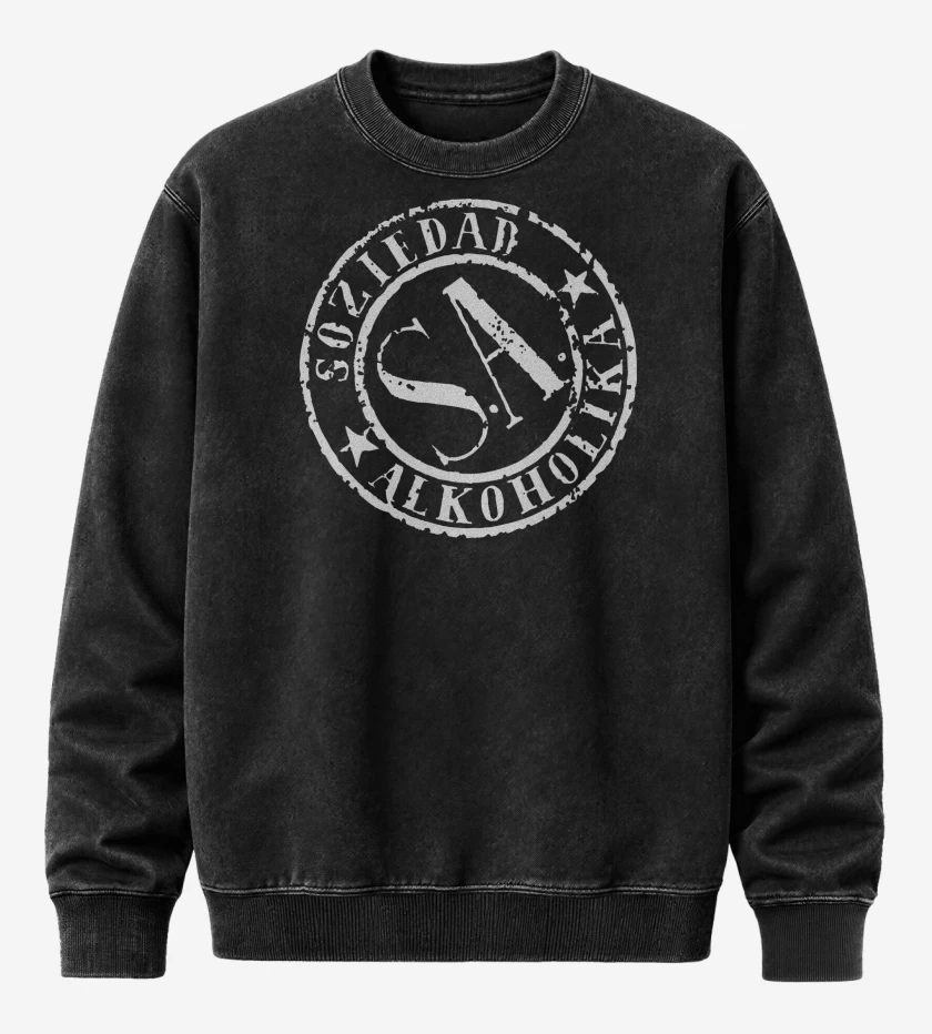 Poleron Polo Acid Wash Negro de Sociedad Alkoholika