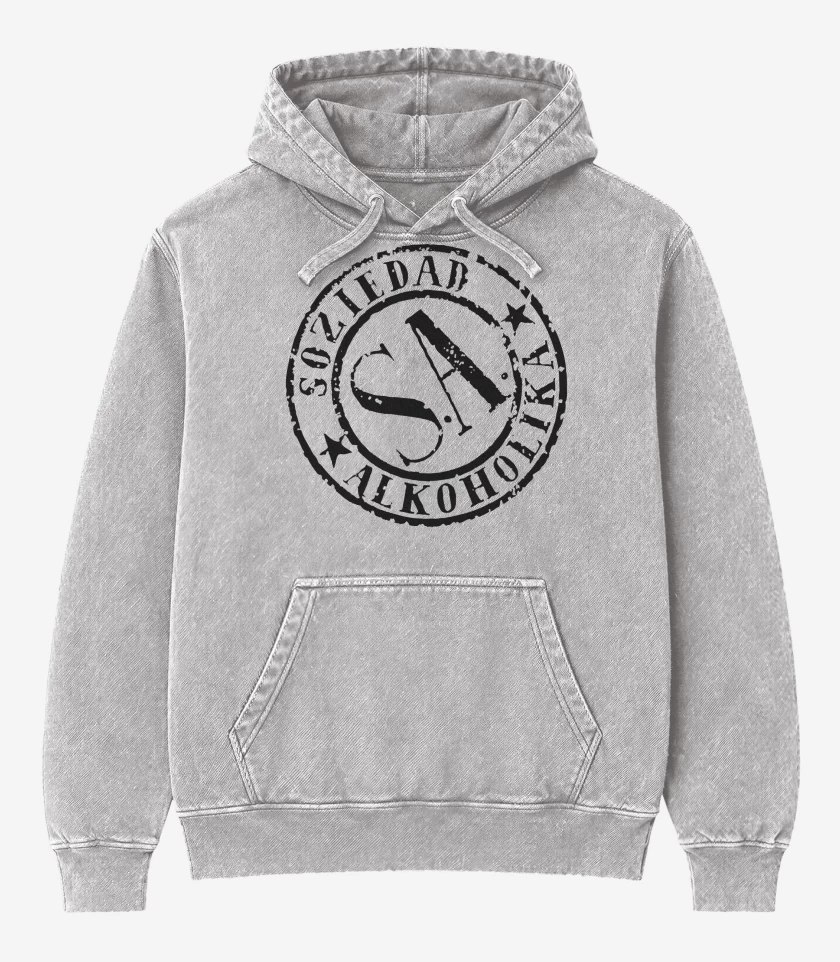 Poleron Canguro Acid Wash Gris Melange de Soziedad Alkoholika 