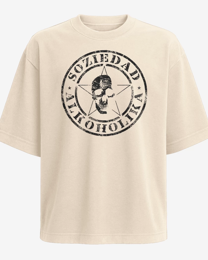 Polera Oversize Beige de Soziedad Alkoholika Calavera N