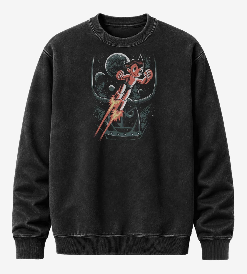 Poleron Polo Acid Wash Negro de Astroboy Pluto