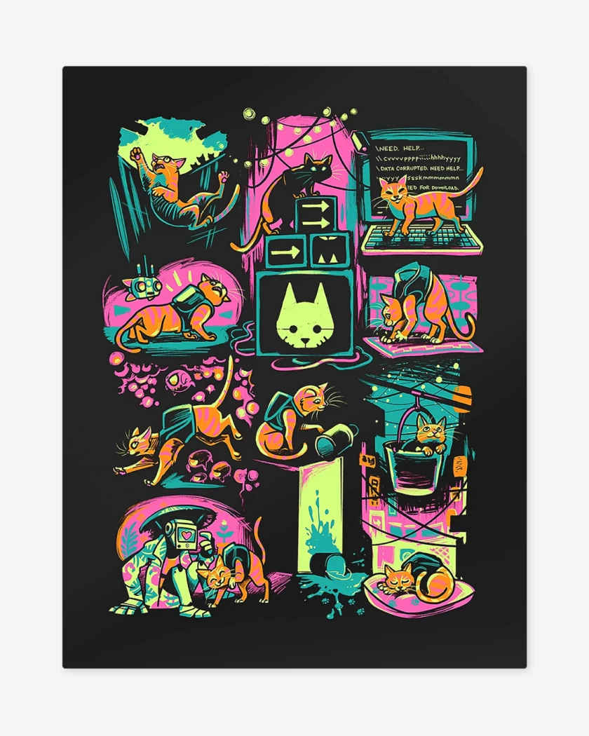 Print metalico Negro de Stray Gatito 