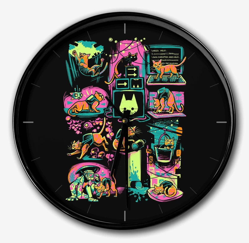 Reloj Negro de Stray Gatito 