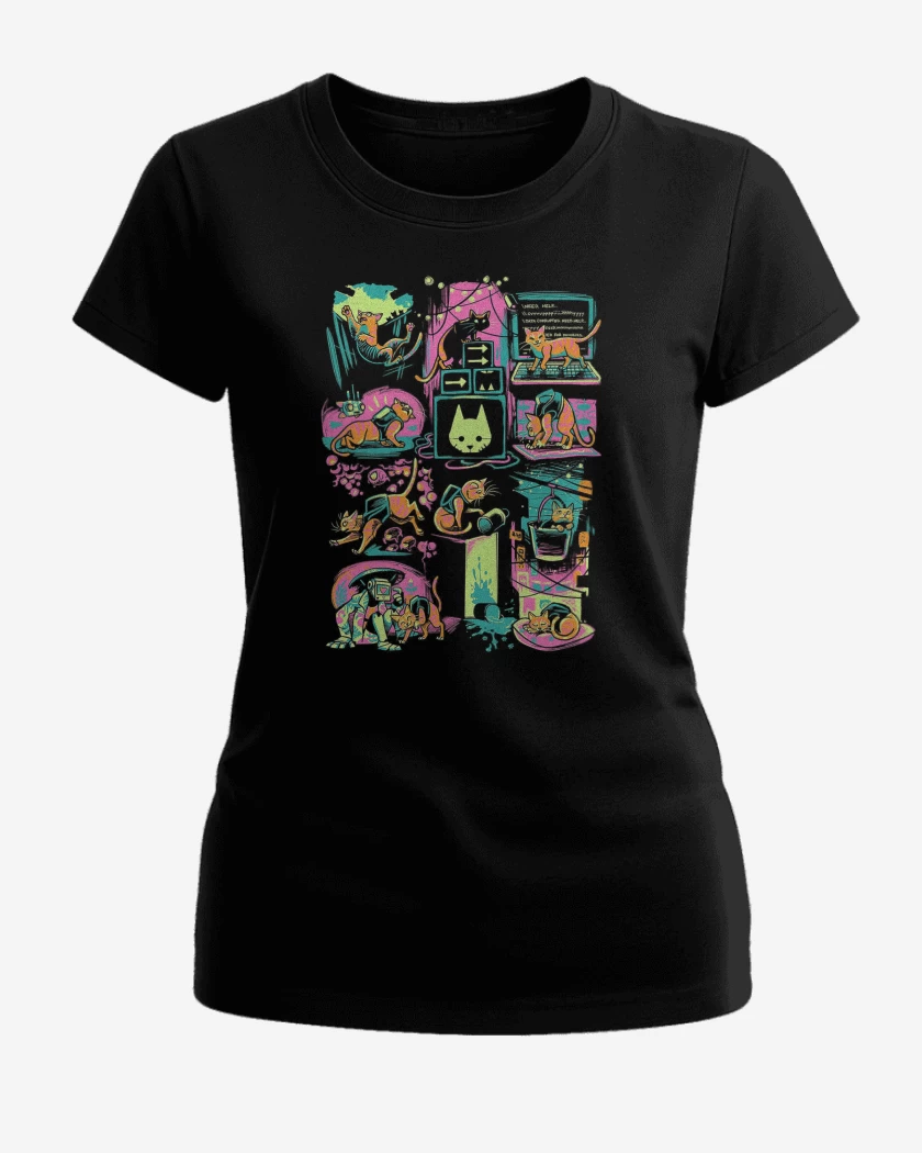 Polera de Mujer Negro de Stray Gatito 