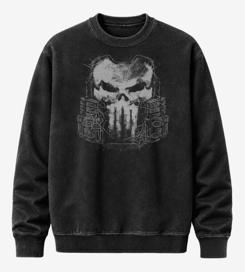 Poleron Polo Acid Wash Negro de The Punisher