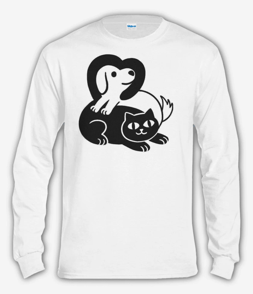 Polera manga larga Blanco de Gatoperro Amigos