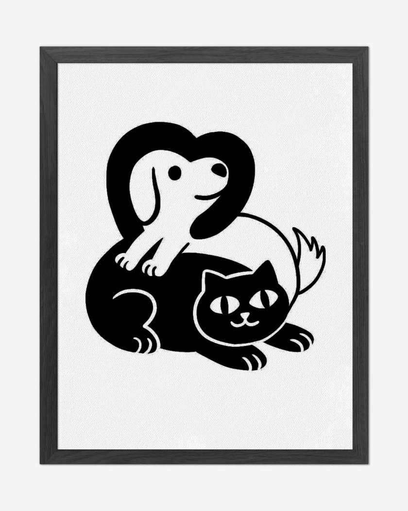 Cuadro decorativo Gatoperro Amigos