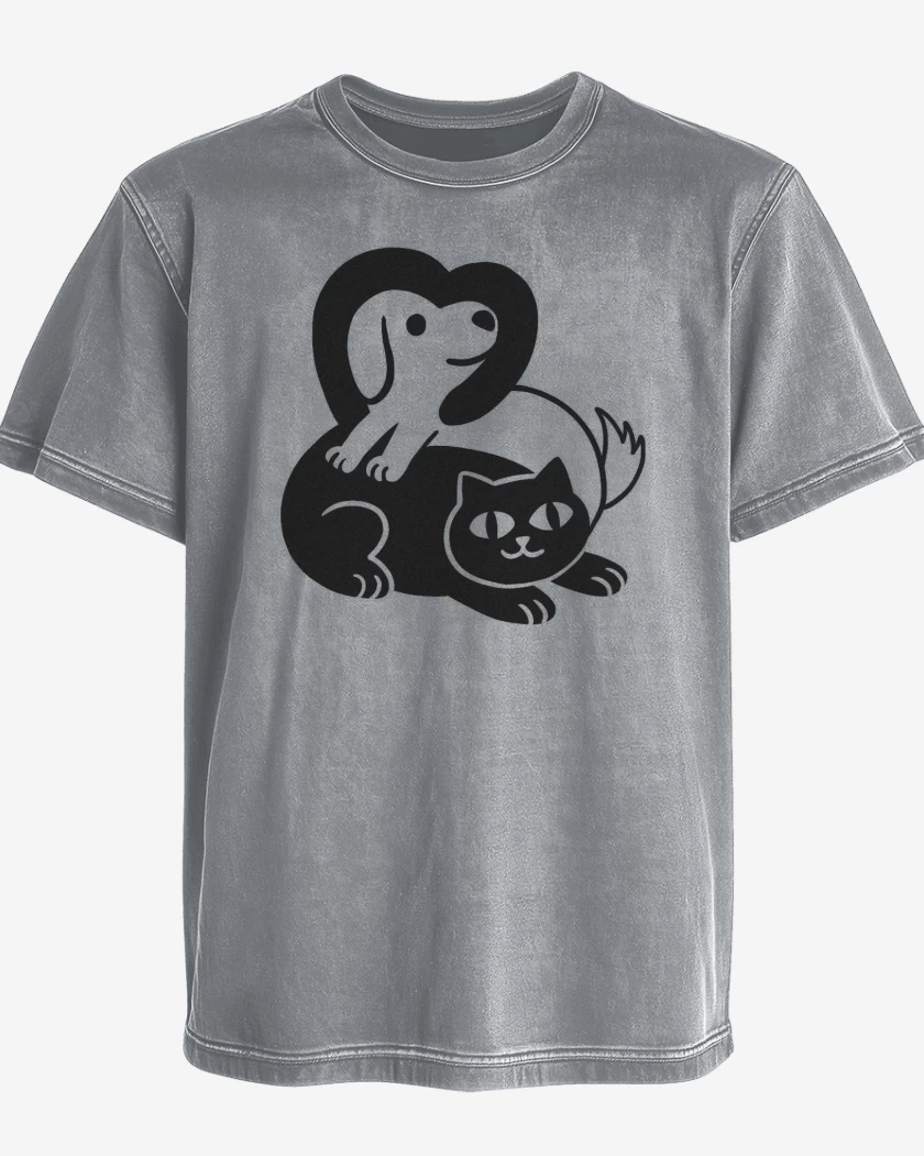 Polera desgastada Gatoperro Amigos