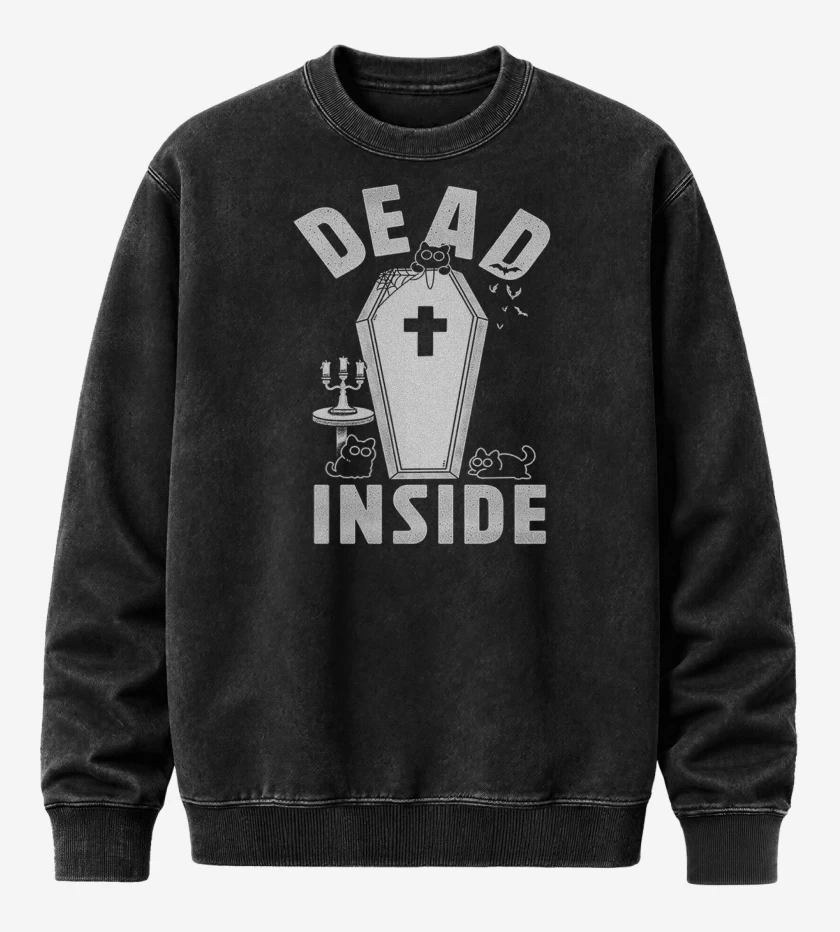 Poleron Polo Acid Wash Negro de Dead Inside II