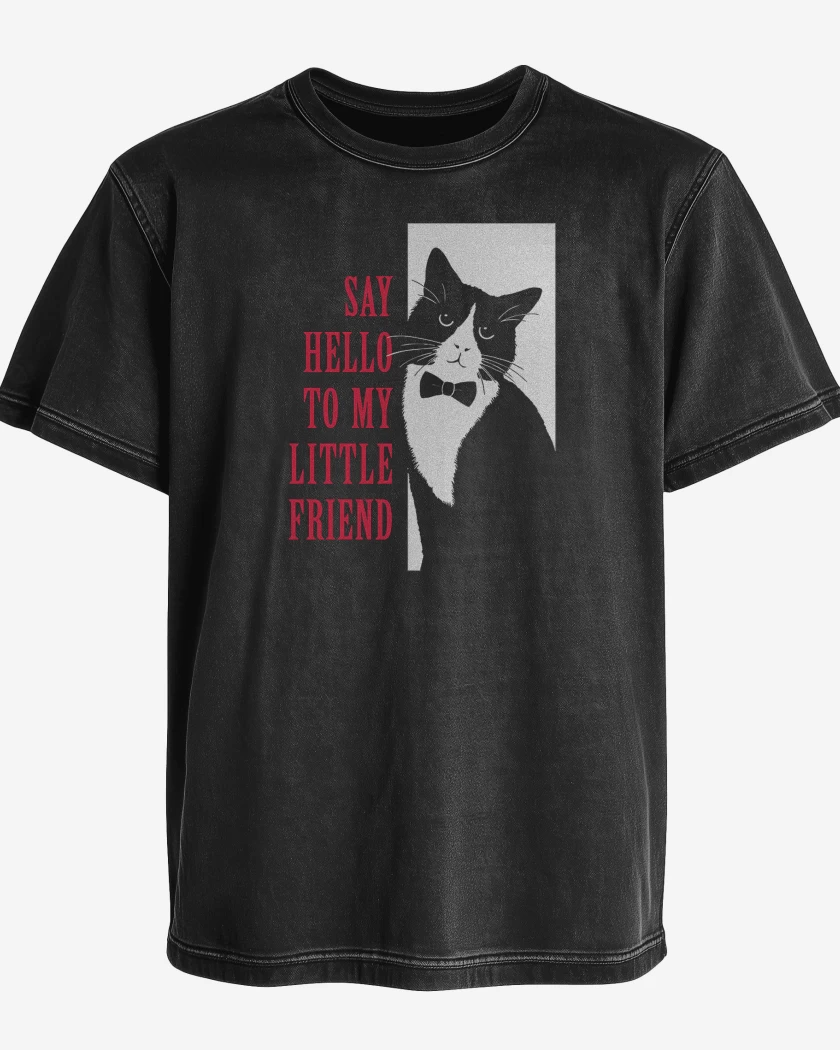 Polera desgastada Negro de Say Hello to My Little Friend