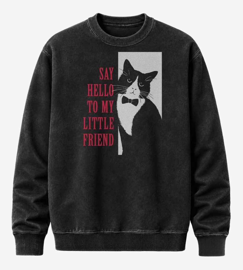 Poleron Polo Acid Wash Negro de Say Hello to My Little Friend