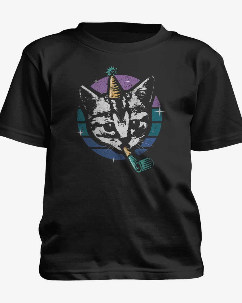 Polera de niño Negro de Gatito Fiestero