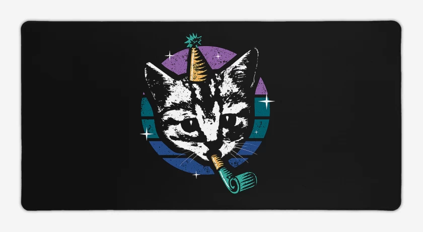 Mouse pad Gamer Negro de Gatito Fiestero