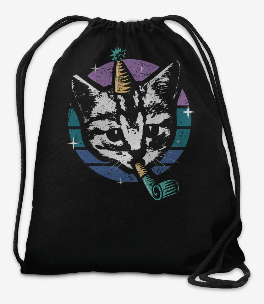 Mochila Negro de Gatito Fiestero