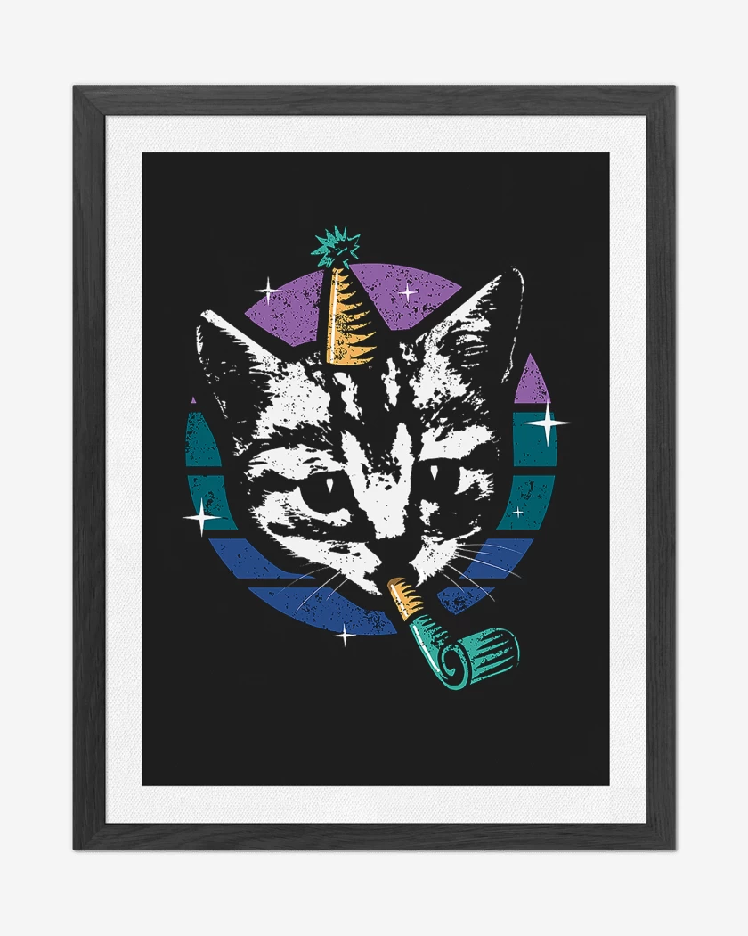 Cuadro decorativo Negro de Gatito Fiestero