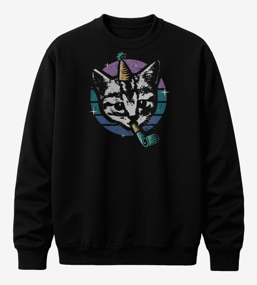 Poleron polo Negro de Gatito Fiestero
