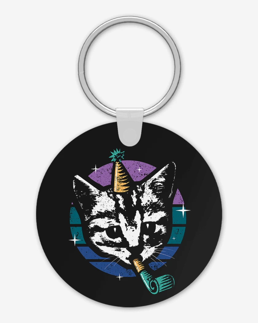 Llavero Negro de Gatito Fiestero