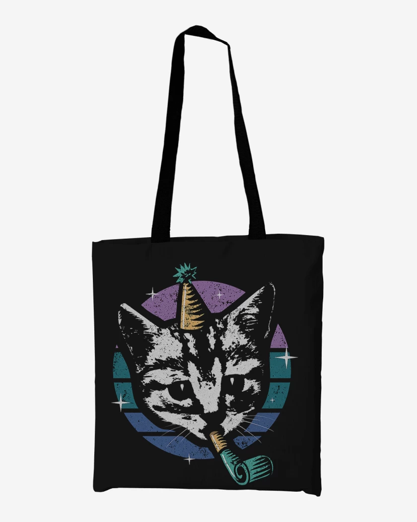 Totebag Negro de Gatito Fiestero