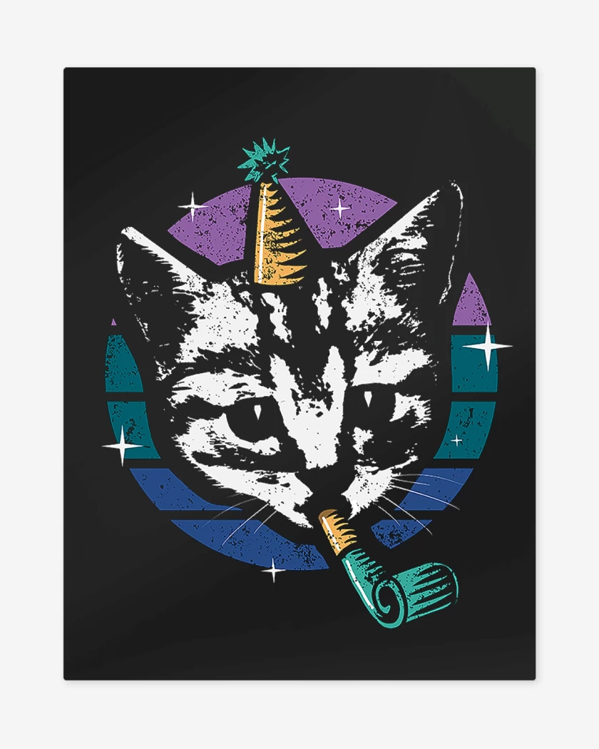 Print metalico Negro de Gatito Fiestero