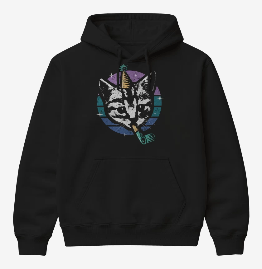 Poleron Canguro básico Negro de Gatito Fiestero