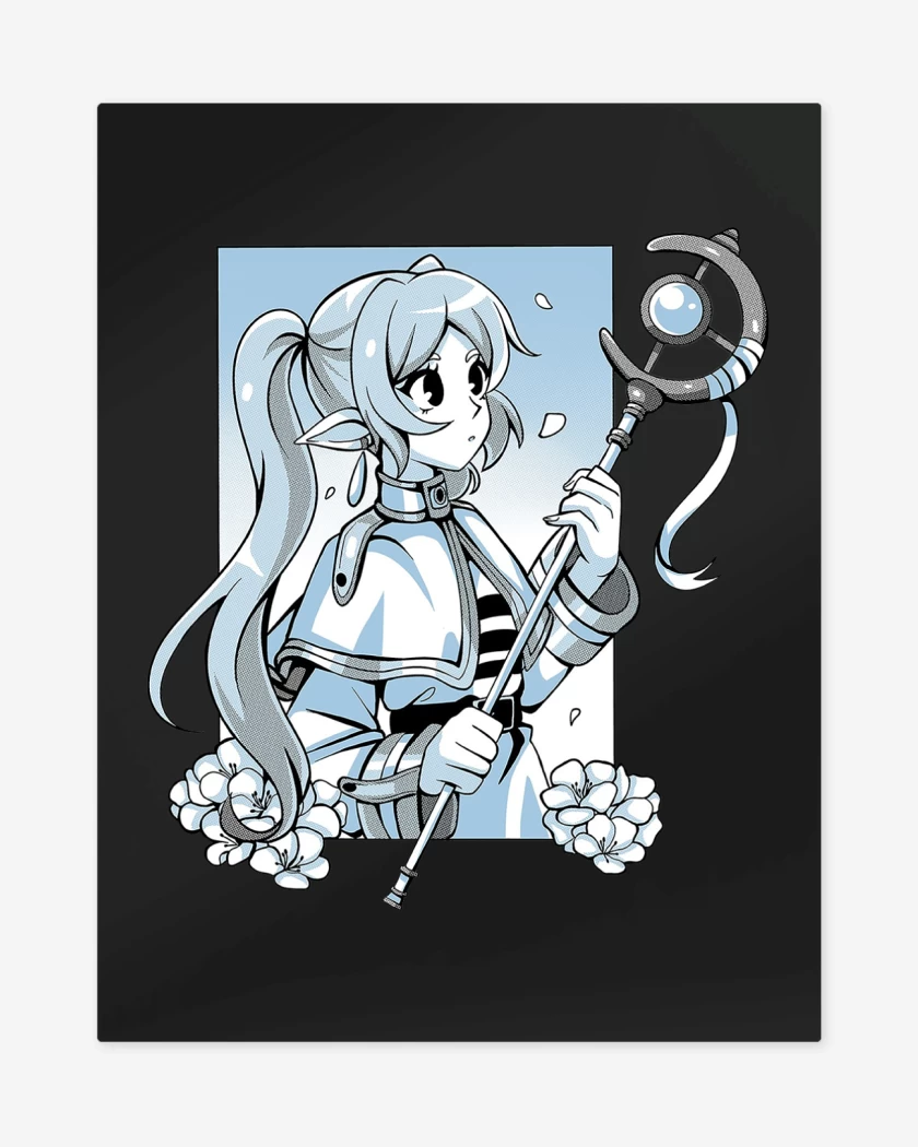 Print metalico Negro de Frieren Kawai