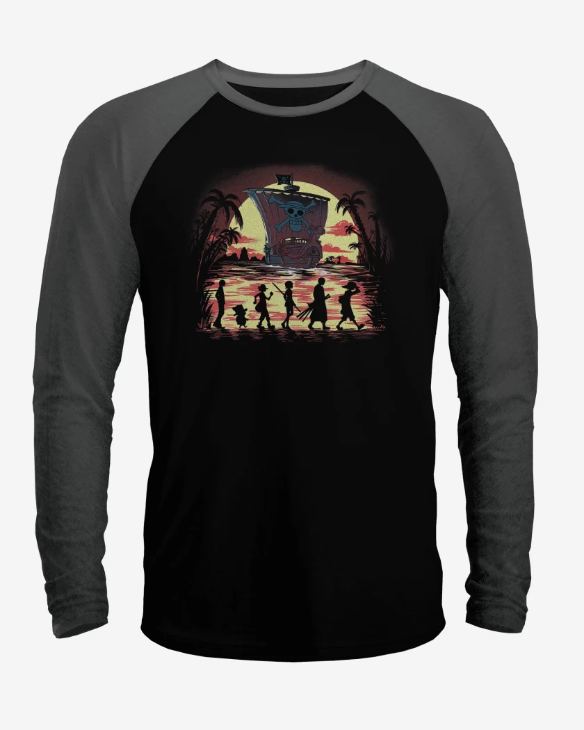 Polera Raglan Negro / Negro Heather de Piratas de la Amistad