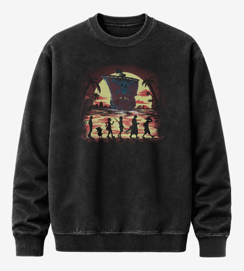 Poleron Polo Acid Wash Negro de Piratas de la Amistad