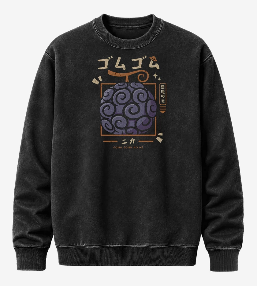 Poleron Polo Acid Wash Negro de One Piece Gumo Gumo