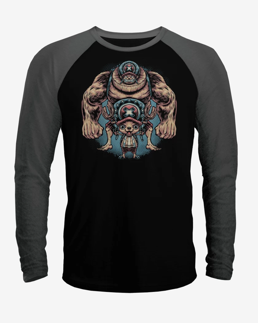 Polera Raglan Negro / Negro Heather de One Piece Super Chopper